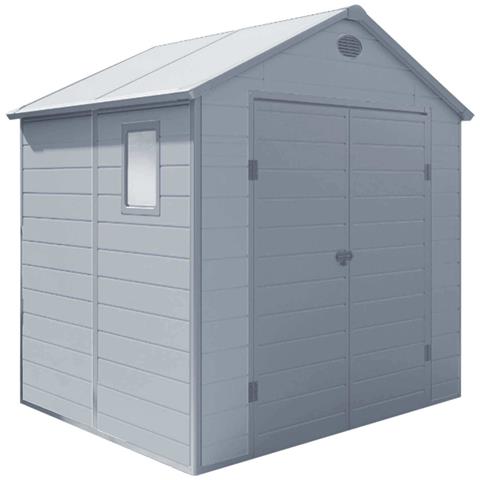 Casetta Cottage Da Giardino Porta Attrezzi In Resina Effetto Legno Montebianco Grigio Chiaro - Foto 1