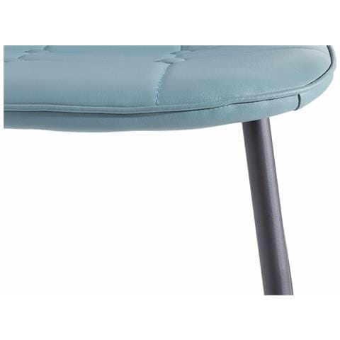 Luna Set Di 4 Sedie Da Pranzo Imbottite In Pu Blu - Foto 5
