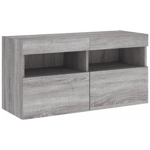 Mobile Tv A Parete Con Luci Led Grigio Sonoma 80x30x40 Cm - Foto 3