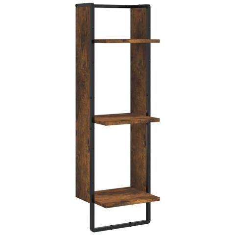 Scaffale A Parete 3 Ripiani Rovere Fumo 30x25x100cm Multistrato - Foto 2