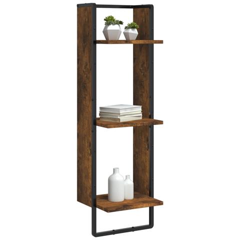 Scaffale A Parete 3 Ripiani Rovere Fumo 30x25x100cm Multistrato - Foto 3