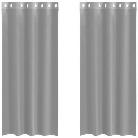 Tende In Voile Con Occhielli 2 Pz Grigio Chiaro 140x245 Cm - Foto 2