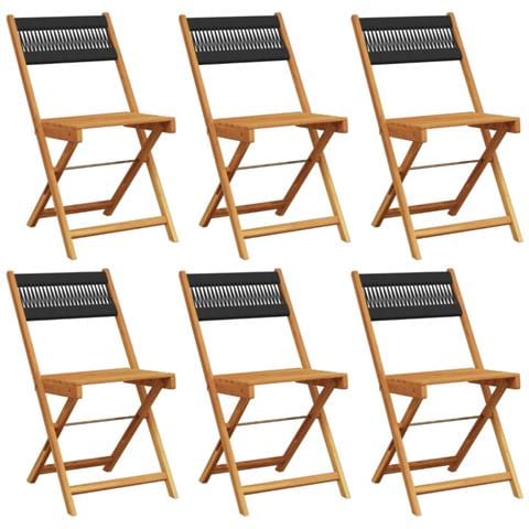 Lusso Casadino -  Sedie Da Giardino Pieghevoli 6pz Nere Legno Massello Di Acacia - Foto 1