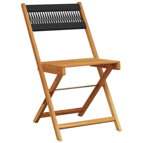 Lusso Casadino -  Sedie Da Giardino Pieghevoli 6pz Nere Legno Massello Di Acacia - Foto 2