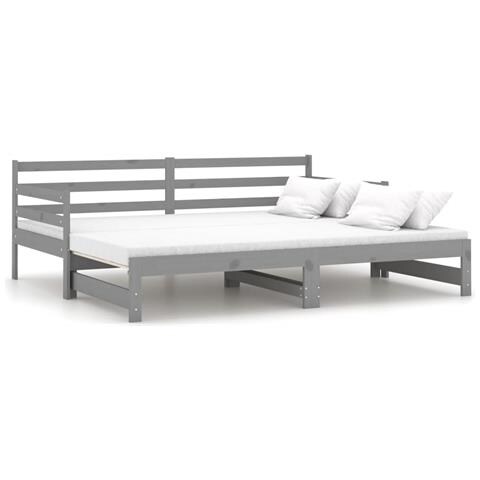 Dormeuse Estraibile Grigia In Massello Di Pino 2x (90x200) Cm - Foto 1