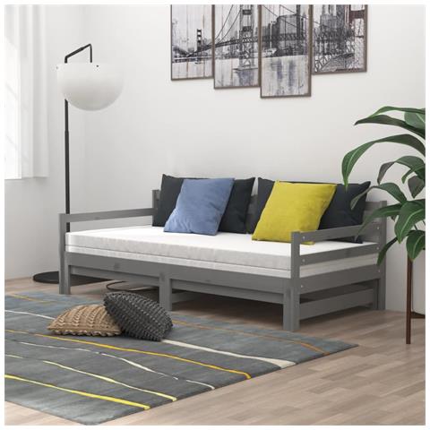 Dormeuse Estraibile Grigia In Massello Di Pino 2x (90x200) Cm - Foto 2