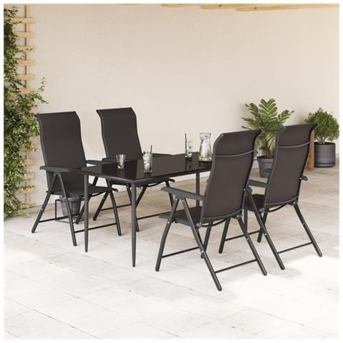 Sedie Pieghevoli Da Giardino 4 Pz Nere In Polyrattan - Foto 2