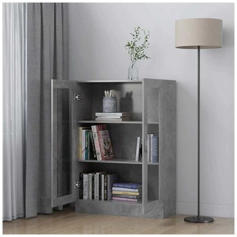 Armadietto Vetrina Grigio Cemento 82,5x30,5x115 Cm Multistrato - Foto 2