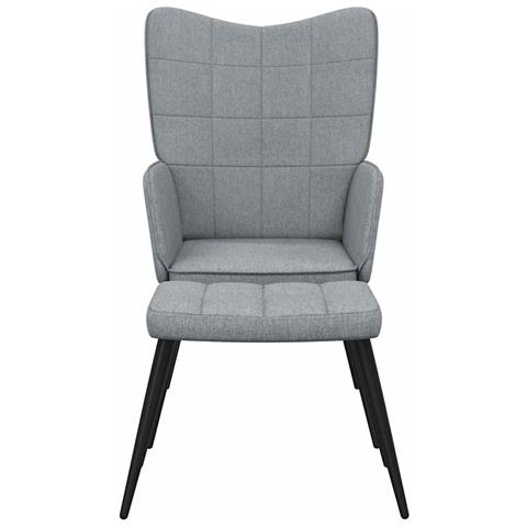 Lusso Casadino -  Poltrona Relax Con Poggiapiedi Grigio Chiaro In Tessuto - Foto 2