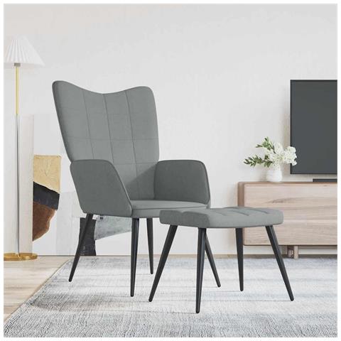 Lusso Casadino -  Poltrona Relax Con Poggiapiedi Grigio Chiaro In Tessuto - Foto 8