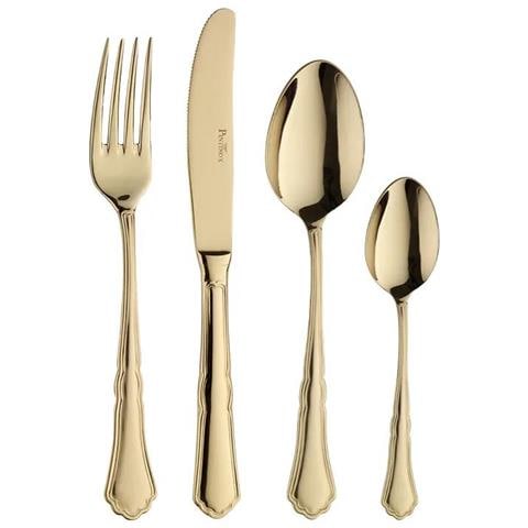 Settecento Treasure Gold Posate da tavola in acciaio oro Confezione - Set da 24 Pezzi - 6 Posti Tavola - Confezione Regalo Made in Italy - Foto 1