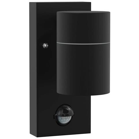 Lampada da Parete con Sensore Nera Acciaio Inossidabile IP44 - Foto 1