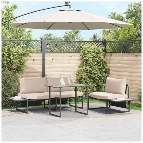 Tavolo da giardino grigio 100x55x70 cm DPC e metallo - Foto 2
