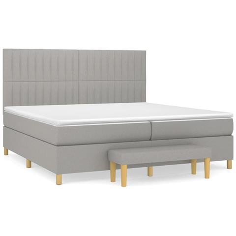 Giroletto a Molle con Materasso Grigio Chiaro 200x200cm Tessuto - Foto 1
