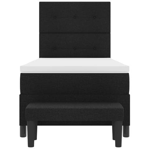 Letto a Box Spring con Materasso e Panchina Nera 90x190 cm Tessuto - Foto 9