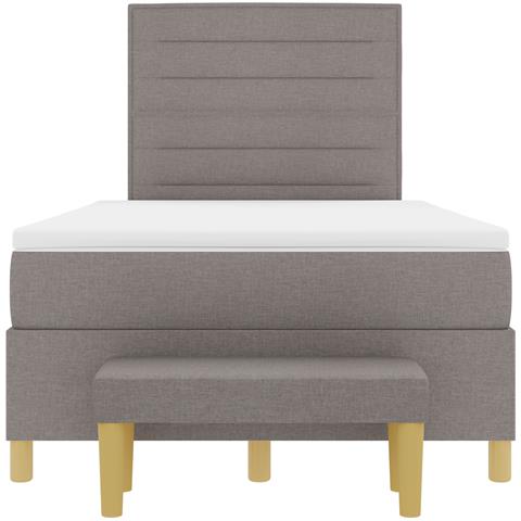 Letto con Box Spring e Panchina Tortora 120x190 cm Tessuto - Foto 9