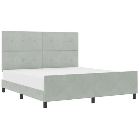 Struttura del letto Grigio chiaro 180x200 cm Velluto - Foto 1