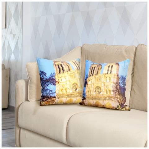 Set Di 2 Copricuscini 40x40 Cm Design Notre Dame De Paris - Foto 2