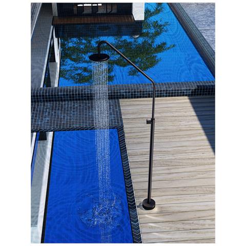 Imex Doccia Per Piscine In Acciaio 316 Nero Opaco Diffusore Orientabile E Rubinetto Monoforo Modello Alaska - Foto 3