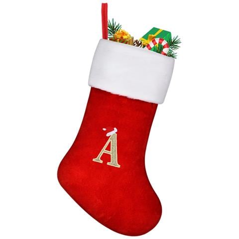 Calza Natalizia Grande 45 Cm Rossa Per Natale Con Lettera ""a"" - Foto 1