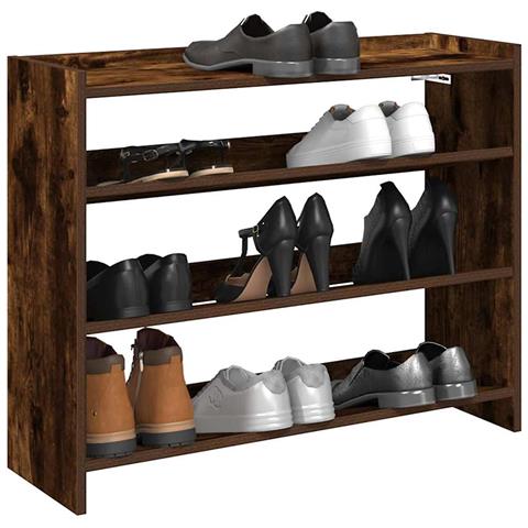 Scarpiera Rovere Fumo 80x25x62 cm in Legno Multistrato - Foto 2