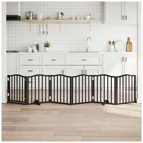Cancello per Cani Porta Pieghevole Nero 6 Pannelli 300cm Pioppo - Foto 2