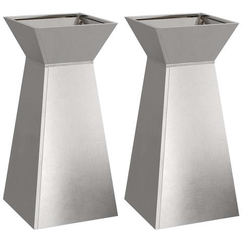 Vaso a Pilastro 2 pcs Argento 35 x 35 x 73 cm Acciaio - Foto 1