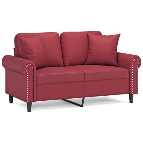 Divano a 2 Posti con Cuscini Rosso Vino 120 cm in Similpelle - Foto 1
