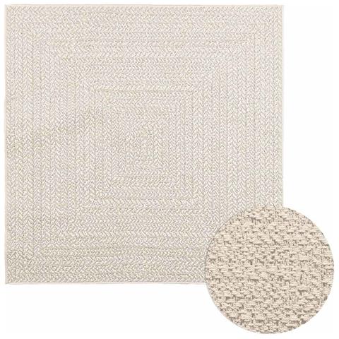 Tappeto ZIZUR Crema 120x120 cm Aspetto Iuta Interni ed Esterni - Foto 1