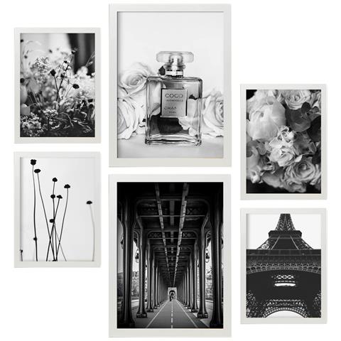 Set Di 6 Stampe Immagini Di Parigi, Stampe Artistiche Da Parete, Poster, Decorazioni, Design D'interni, Galleria D'arte A3 & A4 Cornice Bianca - Foto 1