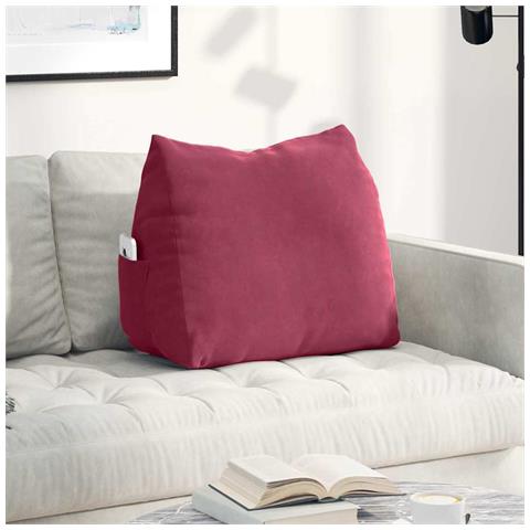Cuscino per Schiena Rosso Vino 60 x 20 x 50 cm Tessuto in Cords - Foto 2
