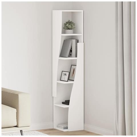 Mobile angolare Bianco 27,5x27x140cm Legno multistrato - Foto 2