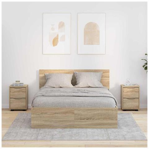 Comodini con cassetto 2 pcs Rovere Sonoma 30,5 x 30 x 43 cm - Foto 2
