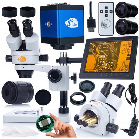 Set Microscopio Avanzato Mercury Pro Con Telecamera E Display 8"" - Testa Trinoculare, Zoom 7x-45x, Sistema Simul-focal, Compatibile Con Hdmi /vga - Foto 1