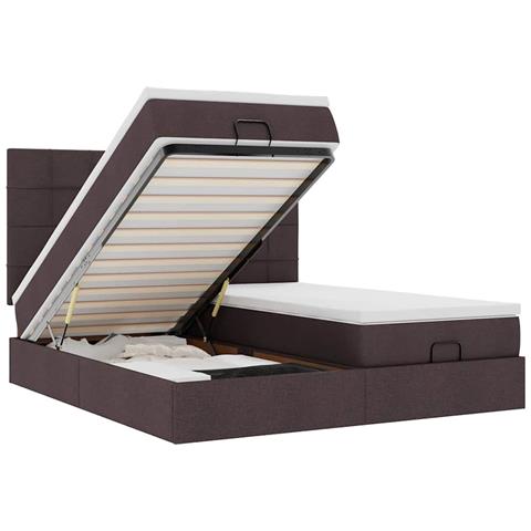 Struttura Letto Pouf con Materassi 160x200 cm in Tessuto - Foto 1