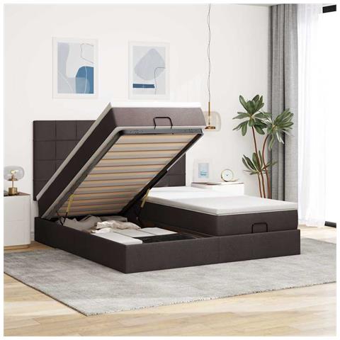 Struttura Letto Pouf con Materassi 160x200 cm in Tessuto - Foto 2