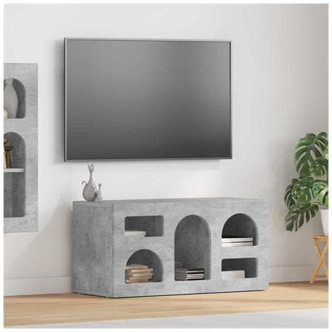 Mobile TV Grigio cemento 80 x 35 x 40 cm Legno multistrato - Foto 2