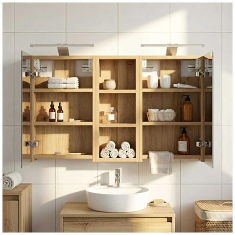 Set di Armadi da Bagno con lo scaffale 3 pcs 80 x 10,5 x 50 cm - Foto 2
