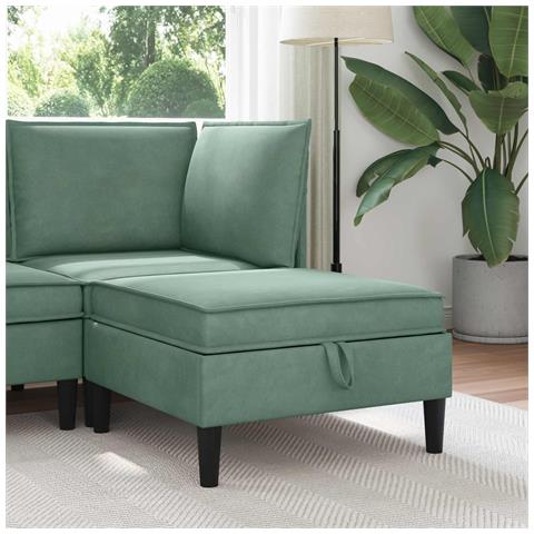 Pouf con Storage Verde Mare Velluto - Foto 2