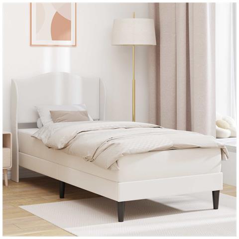 Struttura del letto con testiera Bianco 100 x 200 cm Similpelle - Foto 2
