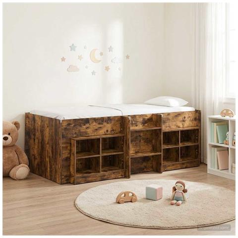Struttura Letto Loft con Mobile 3 pz Rovere Fumo - Foto 2