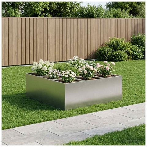 Vaso da giardino Argento 100 x 100 x 20 cm Acciaio Inox - Foto 2