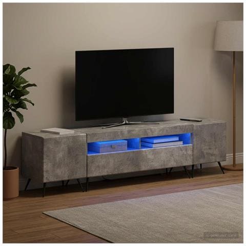 Mobile TV LED a 5 pezzi Grigio Cemento Legno ingegnerizzato - Foto 9