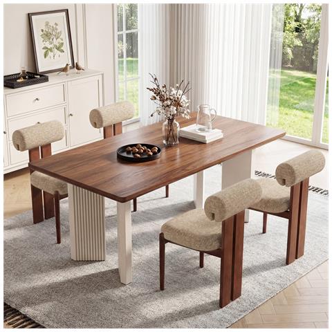 Set Di 4 Sedie Da Pranzo Schienale Cilindrico 50x61.5x78.5cm - Cammello - Foto 1