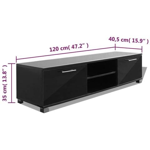 Mobile Porta TV Nero Lucido 120x40,5x35 cm - Foto 2