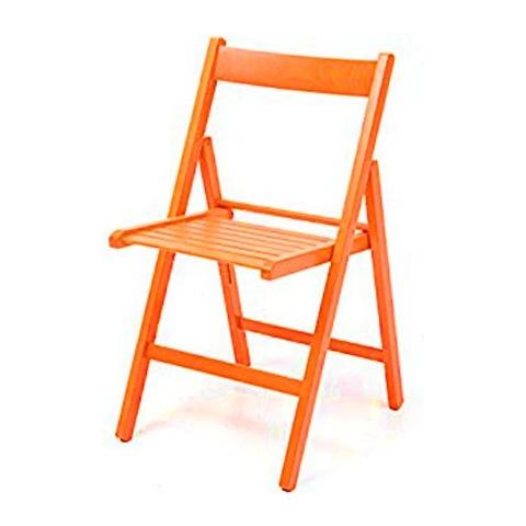 Sedia Pieghevole In Faggio Di Alta Qualita Colore Arancio 43x48xh. 79 Cm - Foto 2