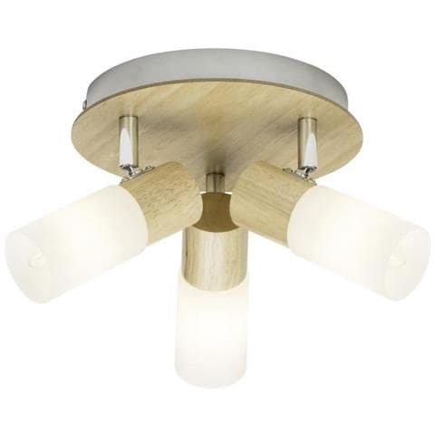 51434/50 babsan Plafoniera Con 3 luci, Metallo / legno / plastica, E14, 3.5 w, Legno Chiaro / bianco - Foto 1
