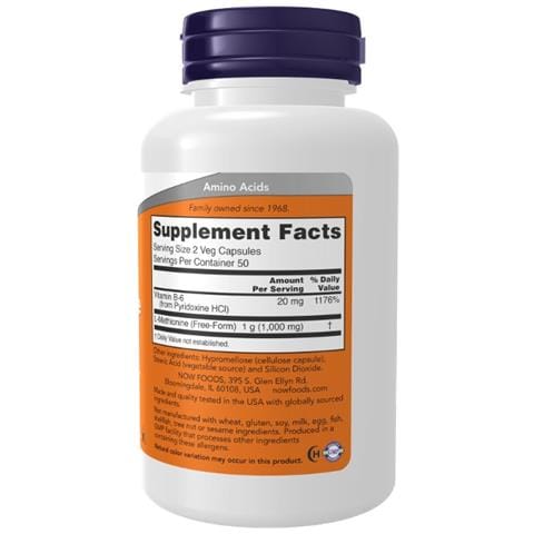 L-methionine 500 Mg, 100 Capsules - L-metionina - Foto 2