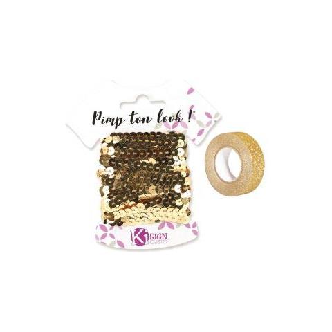 6 Nastri Glitter 6 M Oro + Washi Tape Dorato 5 M - Foto 1
