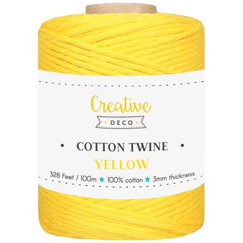 100m Macrame Corda Giallo | Filo Cotone Uncinetto | 2-3 Mm (+-0.5mm) | 15 Strati | Grande Spago Da Cucina Rotolo Spessi Naturali Forte | Decorazione Casa Artigianato Artistico Foto - Foto 1